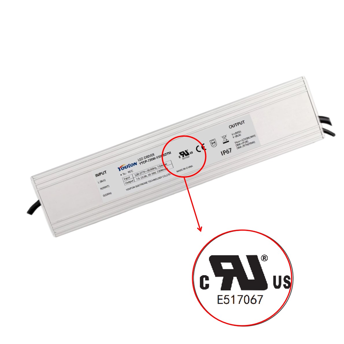 Youton悦盾720W美规可编程 IP67户外植物生长照明LED驱动电源恒流 - 悦盾电子